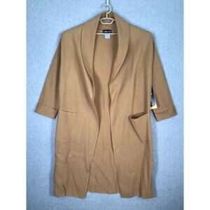 Sag Harbor Coat Small Open Wool Long Wrap Camel Pockets Neutral Quiet Luxury